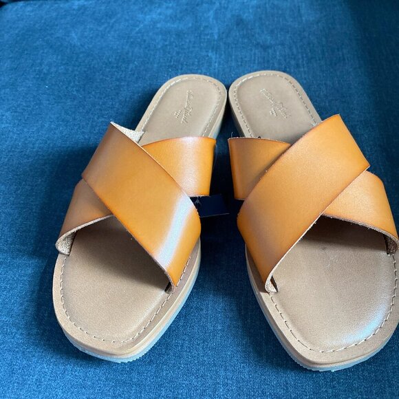 Universal Thread Sandals Slippers Flat Vegan Leather Brown Size 7 Brand New - Picture 5 of 5
